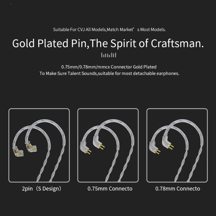 CVJ V7 1.25m 4-Cores Silver-plated 3.5mm Elbow Earphone Cable, Model:0.78mm No Mic(Silver) by CVJ