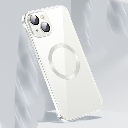 For iPhone 14 Plus Frameless Glass CD MagSafe Case (Silver) by bashfashion