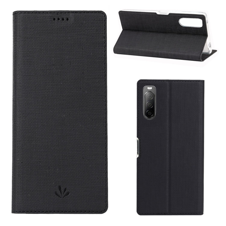 For Sony Xperia 10 II ViLi Shockproof TPU + PU Horizontal Flip Protective Case with Card Slot & Holder(Black) by ViLi