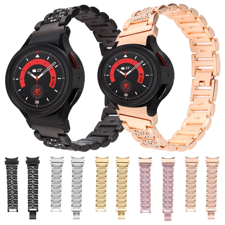 For Samsung Galaxy Watch5 40mm / 44mm Full Diamond Metal Watch Band(Pink) by bashfashion