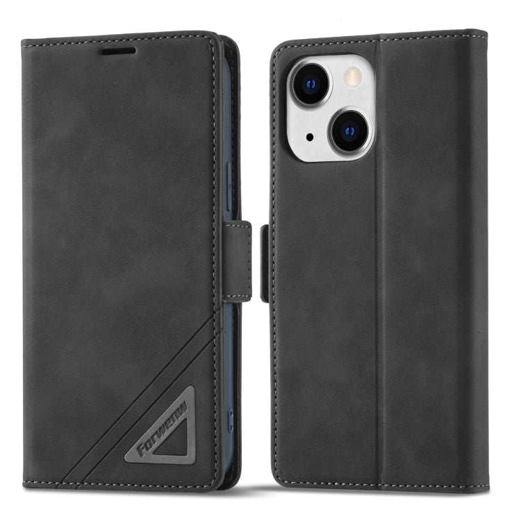 For iPhone 14 Plus Forwenw Dual-side Buckle Leather Phone Case (Black) by Forwenw