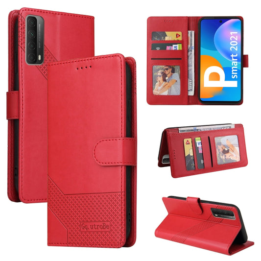 For Huawei P Smart 2021 GQUTROBE Skin Feel Magnetic Leather Phone Case(Red) by GQUTROBE