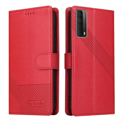 For Huawei P Smart 2021 GQUTROBE Skin Feel Magnetic Leather Phone Case(Red) by GQUTROBE