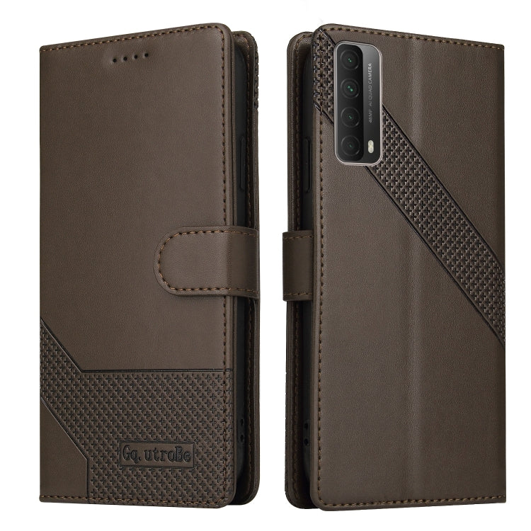 For Huawei P Smart 2021 GQUTROBE Skin Feel Magnetic Leather Phone Case(Brown) by GQUTROBE