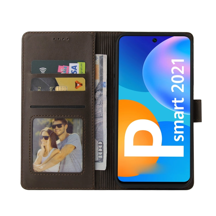 For Huawei P Smart 2021 GQUTROBE Skin Feel Magnetic Leather Phone Case(Brown) by GQUTROBE