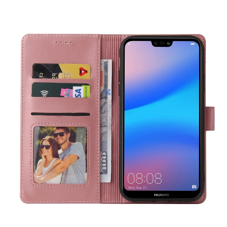 For Huawei P20 Lite GQUTROBE Skin Feel Magnetic Leather Phone Case(Rose Gold) by GQUTROBE