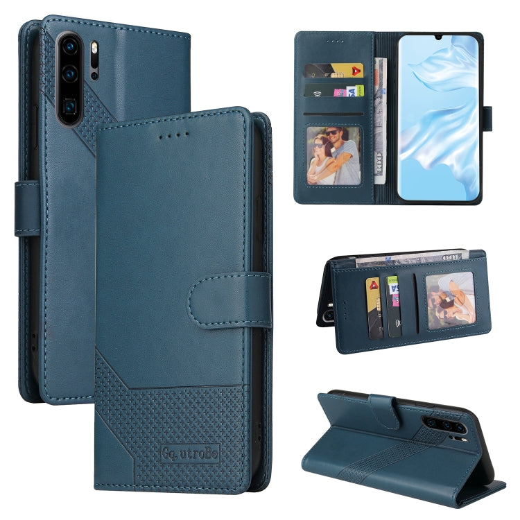 For Huawei P30 Pro GQUTROBE Skin Feel Magnetic Leather Phone Case(Blue) by GQUTROBE