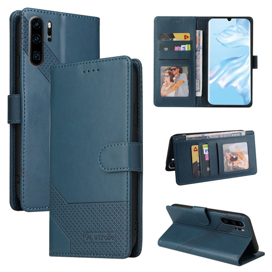 For Huawei P30 Pro GQUTROBE Skin Feel Magnetic Leather Phone Case(Blue) by GQUTROBE