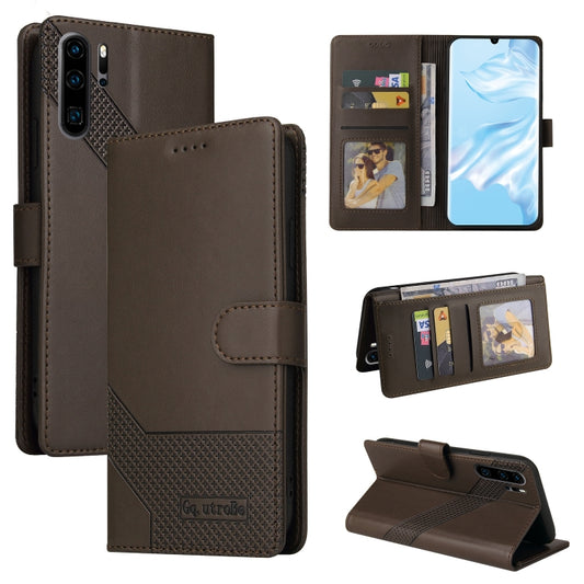 For Huawei P30 Pro GQUTROBE Skin Feel Magnetic Leather Phone Case(Brown) by GQUTROBE