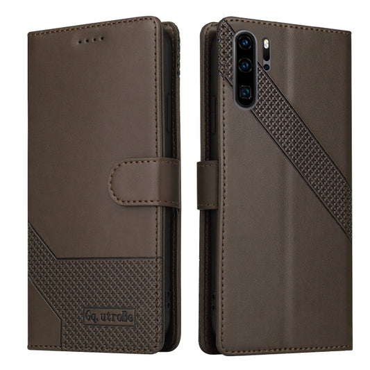 For Huawei P30 Pro GQUTROBE Skin Feel Magnetic Leather Phone Case(Brown) by GQUTROBE