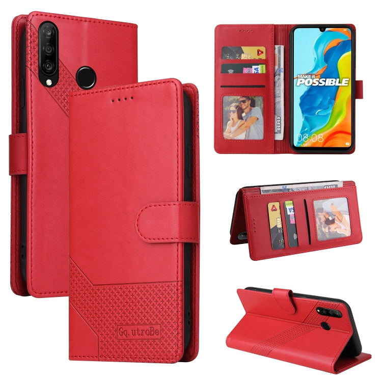 For Huawei P30 Lite GQUTROBE Skin Feel Magnetic Leather Phone Case(Red) by GQUTROBE