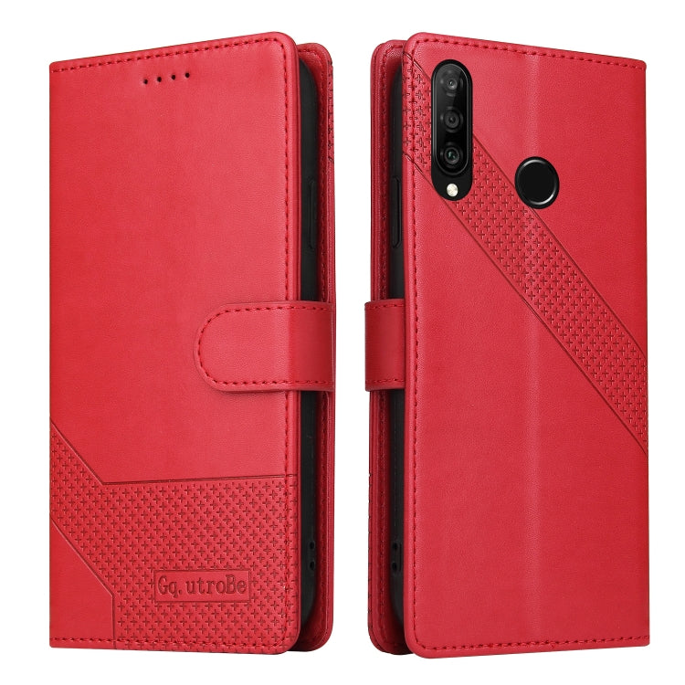 For Huawei P30 Lite GQUTROBE Skin Feel Magnetic Leather Phone Case(Red) by GQUTROBE