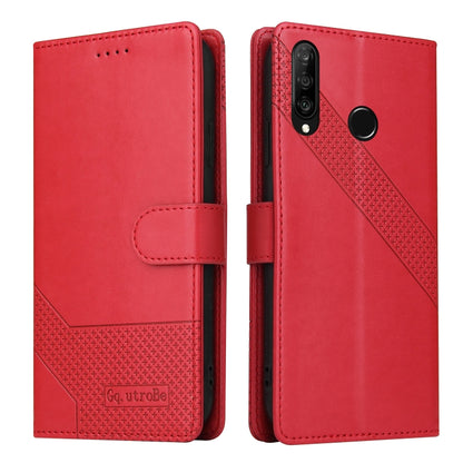 For Huawei P30 Lite GQUTROBE Skin Feel Magnetic Leather Phone Case(Red) by GQUTROBE