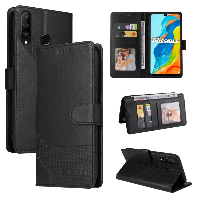 For Huawei P30 Lite GQUTROBE Skin Feel Magnetic Leather Phone Case(Black) by GQUTROBE