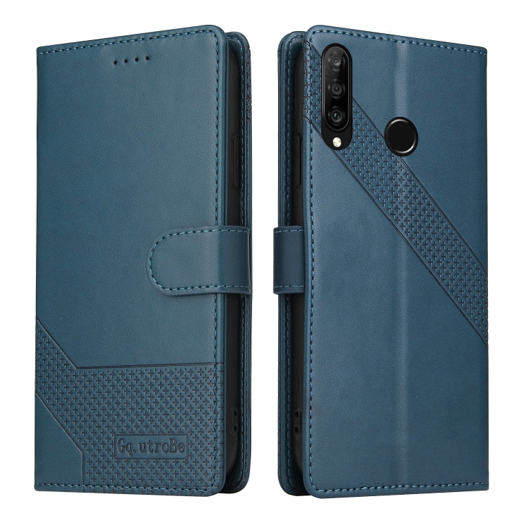 For Huawei P30 Lite GQUTROBE Skin Feel Magnetic Leather Phone Case(Blue) by GQUTROBE