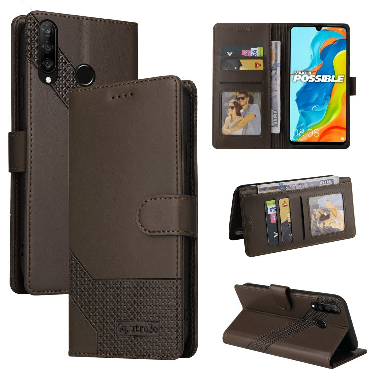 For Huawei P30 Lite GQUTROBE Skin Feel Magnetic Leather Phone Case(Brown) by GQUTROBE