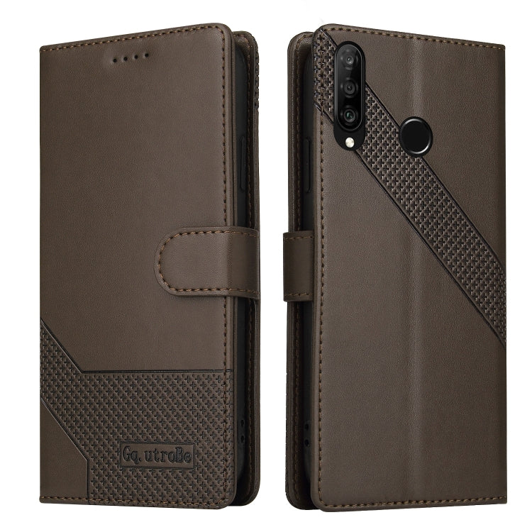 For Huawei P30 Lite GQUTROBE Skin Feel Magnetic Leather Phone Case(Brown) by GQUTROBE