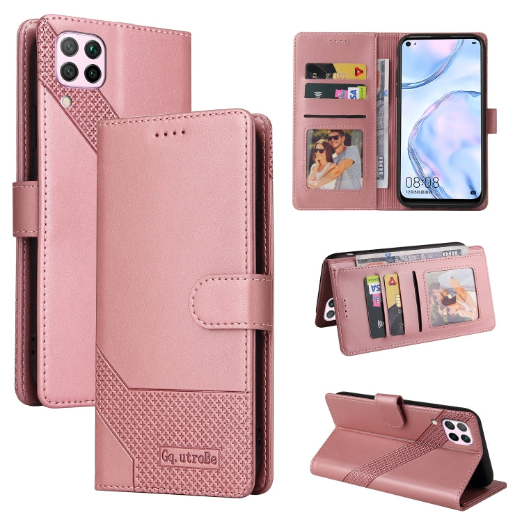 For Huawei P40 Lite GQUTROBE Skin Feel Magnetic Leather Phone Case(Rose Gold) by GQUTROBE