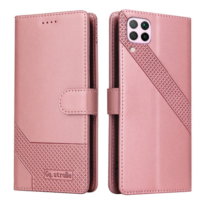 For Huawei P40 Lite GQUTROBE Skin Feel Magnetic Leather Phone Case(Rose Gold) by GQUTROBE