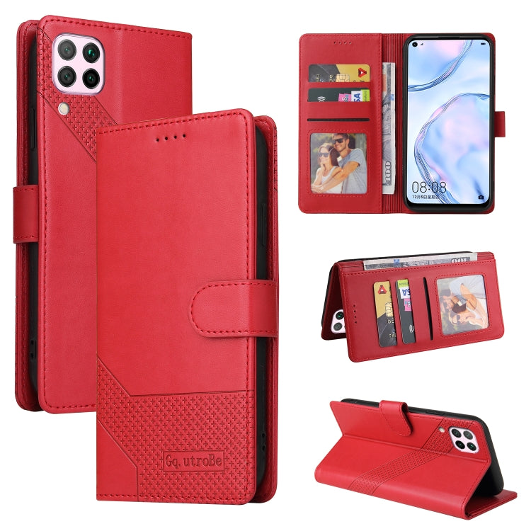 For Huawei P40 Lite GQUTROBE Skin Feel Magnetic Leather Phone Case(Red) by GQUTROBE