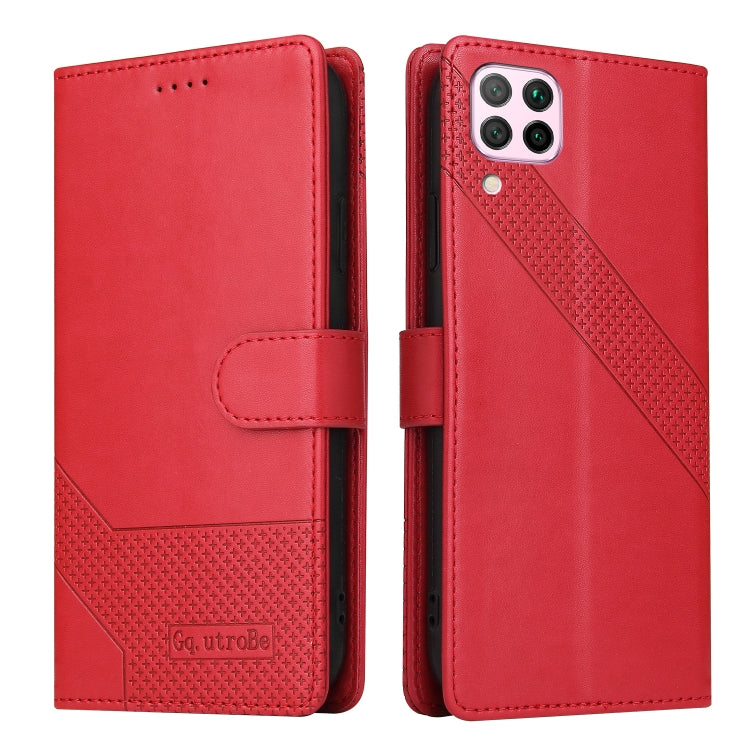 For Huawei P40 Lite GQUTROBE Skin Feel Magnetic Leather Phone Case(Red) by GQUTROBE