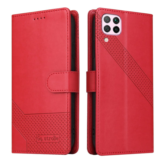 For Huawei P40 Lite GQUTROBE Skin Feel Magnetic Leather Phone Case(Red) by GQUTROBE