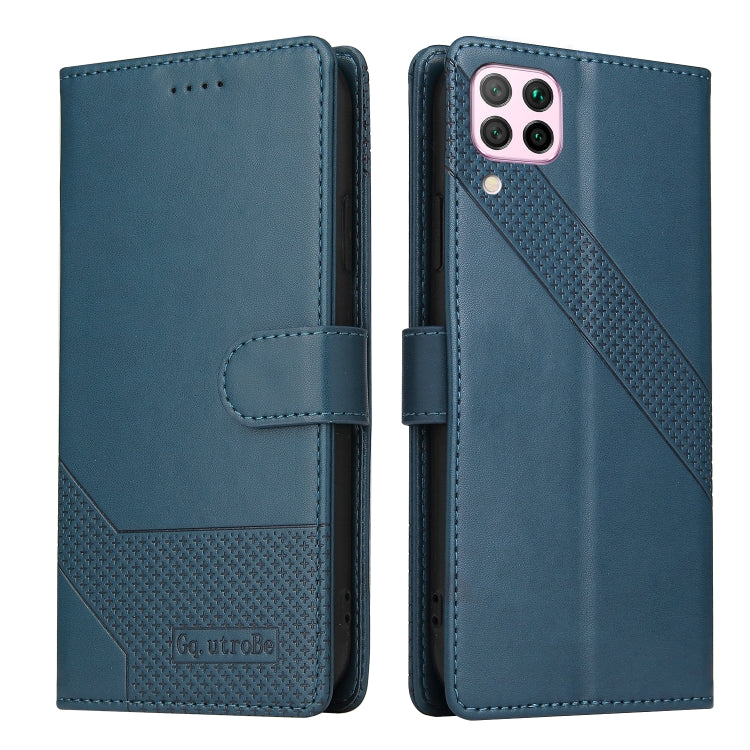 For Huawei P40 Lite GQUTROBE Skin Feel Magnetic Leather Phone Case(Blue) by GQUTROBE