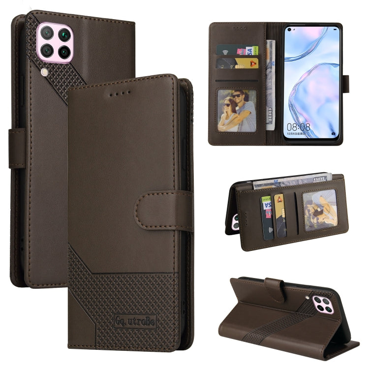 For Huawei P40 Lite GQUTROBE Skin Feel Magnetic Leather Phone Case(Brown) by GQUTROBE