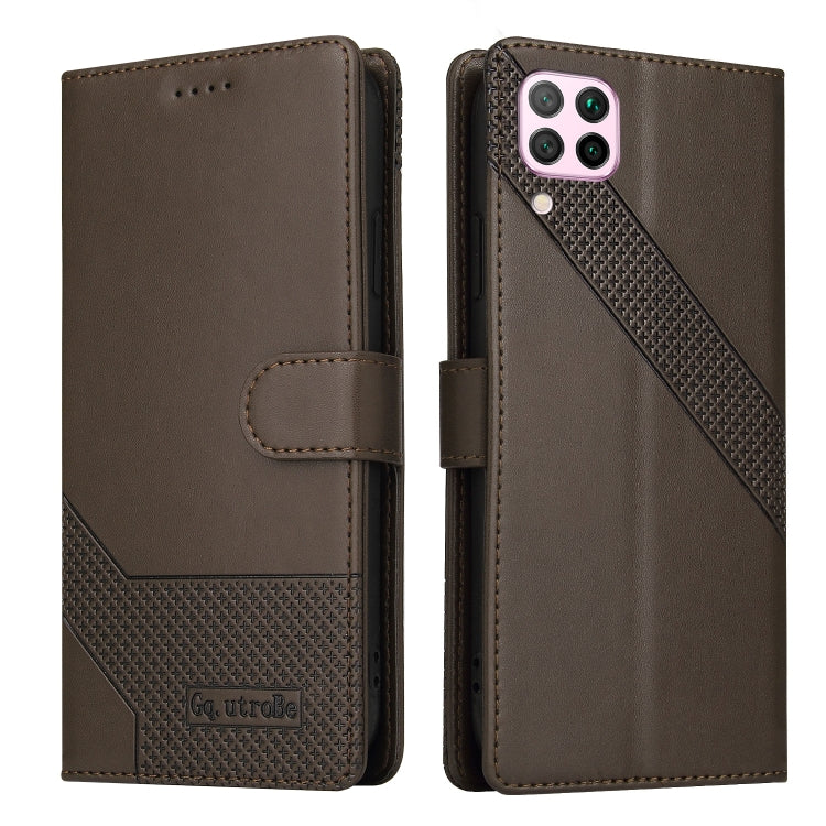 For Huawei P40 Lite GQUTROBE Skin Feel Magnetic Leather Phone Case(Brown) by GQUTROBE