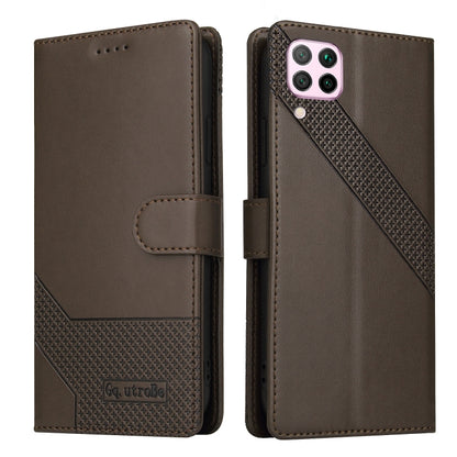 For Huawei P40 Lite GQUTROBE Skin Feel Magnetic Leather Phone Case(Brown) by GQUTROBE