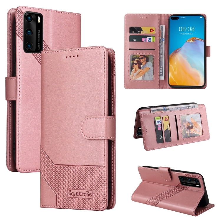For Huawei P40 Pro GQUTROBE Skin Feel Magnetic Leather Phone Case(Rose Gold) by GQUTROBE