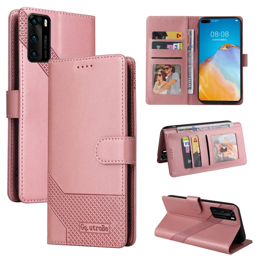 For Huawei P40 Pro GQUTROBE Skin Feel Magnetic Leather Phone Case(Rose Gold) by GQUTROBE