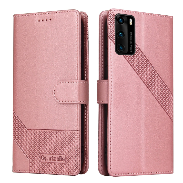 For Huawei P40 Pro GQUTROBE Skin Feel Magnetic Leather Phone Case(Rose Gold) by GQUTROBE