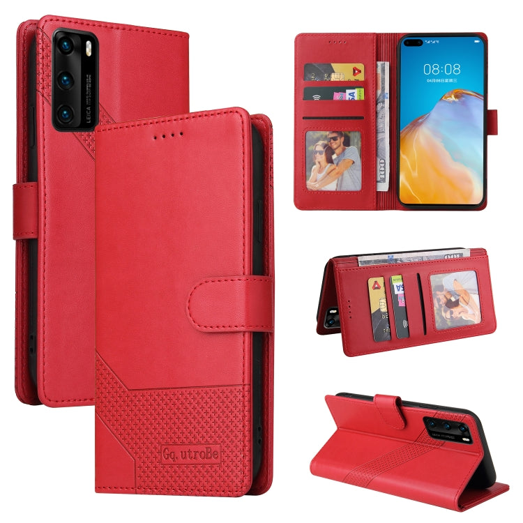 For Huawei P40 Pro GQUTROBE Skin Feel Magnetic Leather Phone Case(Red) by GQUTROBE
