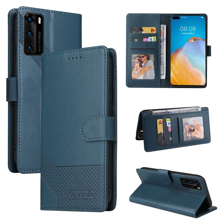 For Huawei P40 Pro GQUTROBE Skin Feel Magnetic Leather Phone Case(Blue) by GQUTROBE