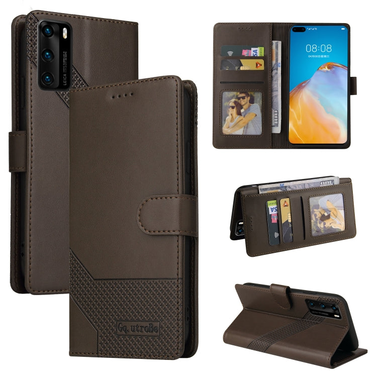 For Huawei P40 Pro GQUTROBE Skin Feel Magnetic Leather Phone Case(Brown) by GQUTROBE