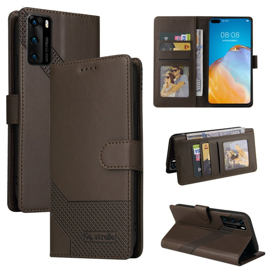 For Huawei P40 Pro GQUTROBE Skin Feel Magnetic Leather Phone Case(Brown) by GQUTROBE