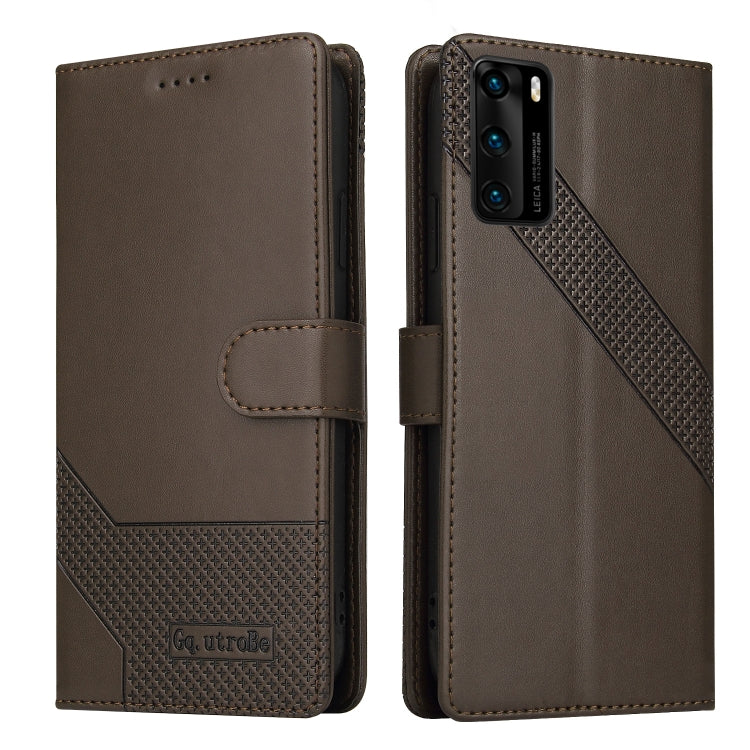 For Huawei P40 Pro GQUTROBE Skin Feel Magnetic Leather Phone Case(Brown) by GQUTROBE
