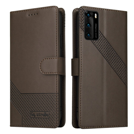 For Huawei P40 Pro GQUTROBE Skin Feel Magnetic Leather Phone Case(Brown) by GQUTROBE