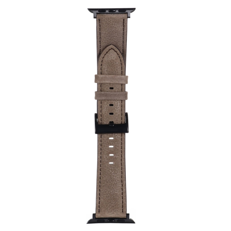 Litchi Texture Leather Watch Band For Apple Watch Ultra 49mm&Watch Ultra 2 49mm / Series 9&8&7 45mm / SE 3&SE 2&6&SE&5&4 44mm / 3&2&1 42mm(Dark Grey) by bashfashion