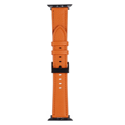 Litchi Texture Leather Watch Band For Apple Watch Ultra 49mm&Watch Ultra 2 49mm / Series 9&8&7 45mm / SE 3&SE 2&6&SE&5&4 44mm / 3&2&1 42mm(Orange) by bashfashion