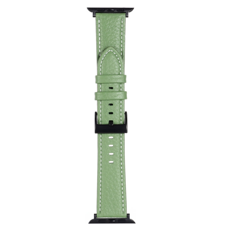 Litchi Texture Leather Watch Band For Apple Watch Ultra 49mm&Watch Ultra 2 49mm / Series 9&8&7 45mm / SE 3&SE 2&6&SE&5&4 44mm / 3&2&1 42mm(Avocado Green) by bashfashion