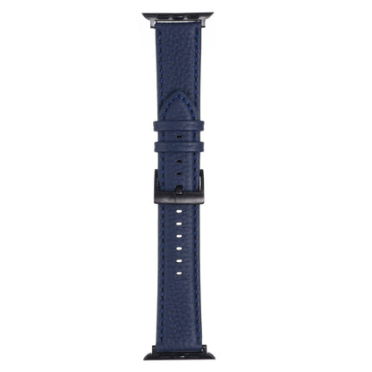 Litchi Texture Leather Watch Band For Apple Watch Ultra 49mm&Watch Ultra 2 49mm / Series 9&8&7 45mm / SE 3&SE 2&6&SE&5&4 44mm / 3&2&1 42mm(Midnight Blue) by bashfashion