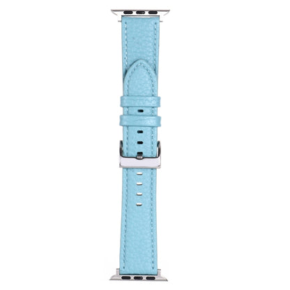 Litchi Texture Leather Watch Band For Apple Watch Ultra 49mm&Watch Ultra 2 49mm / Series 9&8&7 45mm / SE 3&SE 2&6&SE&5&4 44mm / 3&2&1 42mm(Light Blue) by bashfashion