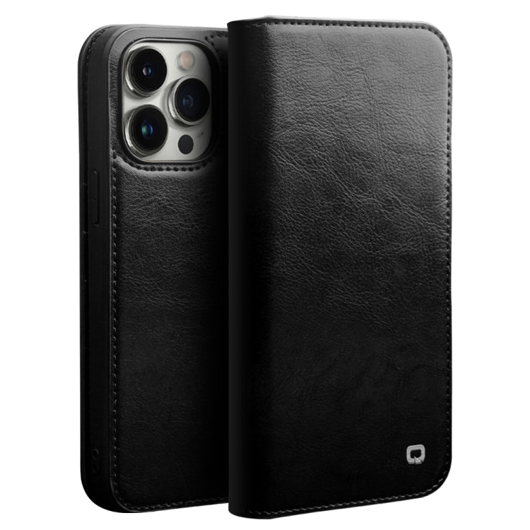 For iPhone 14 Pro Max QIALINO Horizontal Flip Leather Phone Case (Black) by QIALINO
