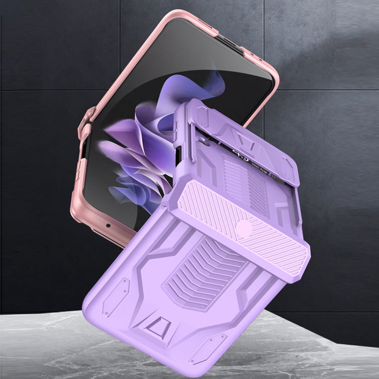 For Samsung Galaxy Z Flip4 GKK Sliding Camshield Magnetic Armor Flip Phone Case(Purple) by GKK