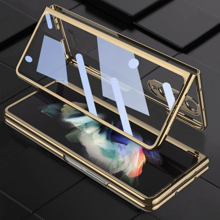 For Samsung Galaxy Z Fold4 GKK Integrated Electroplating + Glass Full Coverage Phone Case(Transparent) by GKK