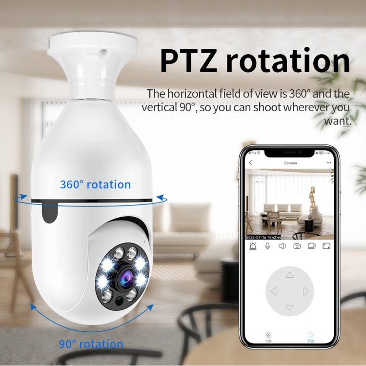 A6 2MP HD Light Bulb WiFi Camera Support Motion Detection/Two-way Audio/Night Vision/TF Card by bashfashion