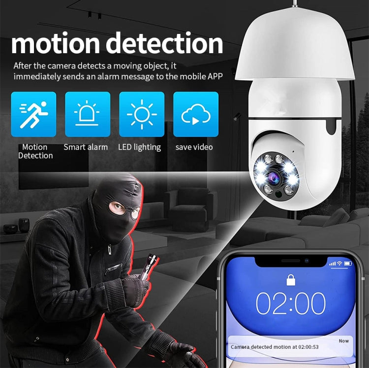 A6 2MP HD Light Bulb WiFi Camera Support Motion Detection/Two-way Audio/Night Vision/TF Card by bashfashion