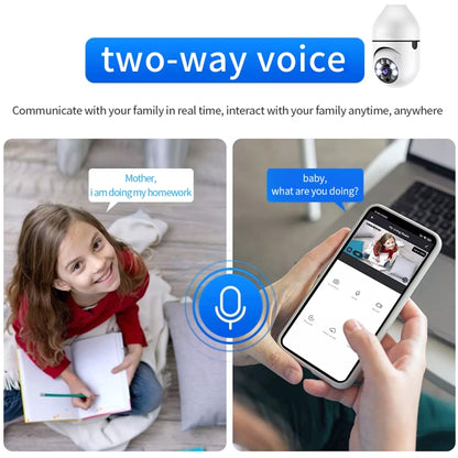 A6 2MP HD Light Bulb WiFi Camera Support Motion Detection/Two-way Audio/Night Vision/TF Card With 8G Memory Card by bashfashion